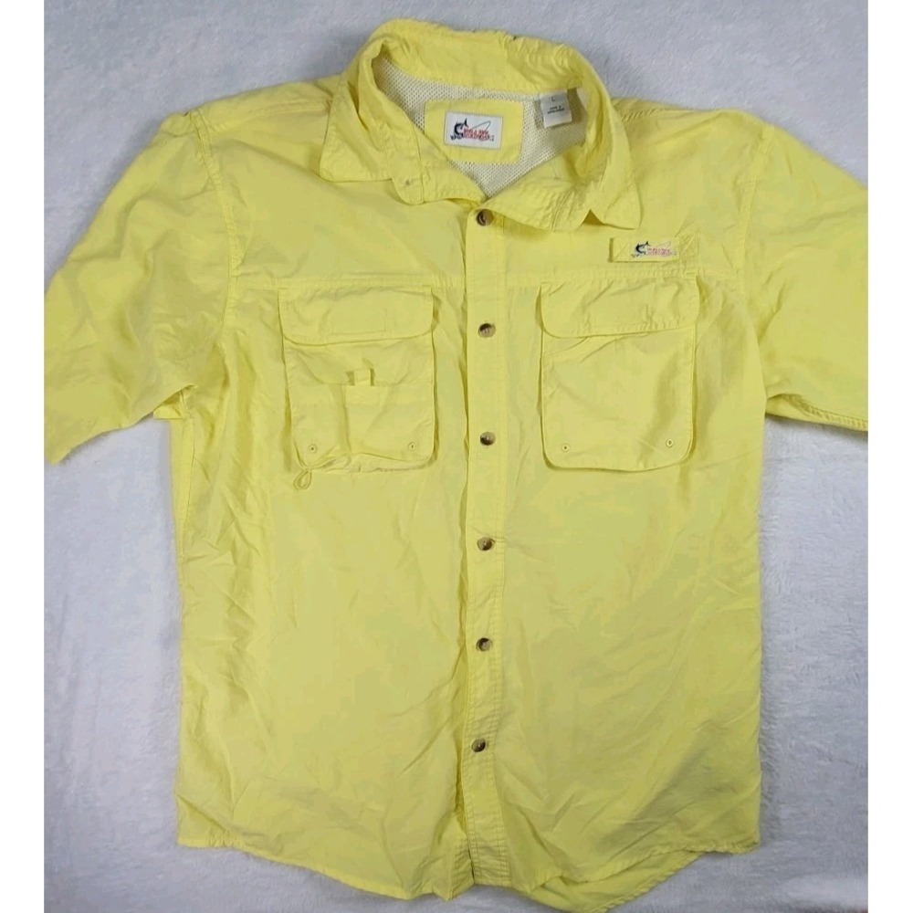 World Wide Sportsman Men's Yellow Vented Short Sleeve Fishing Shirt Large